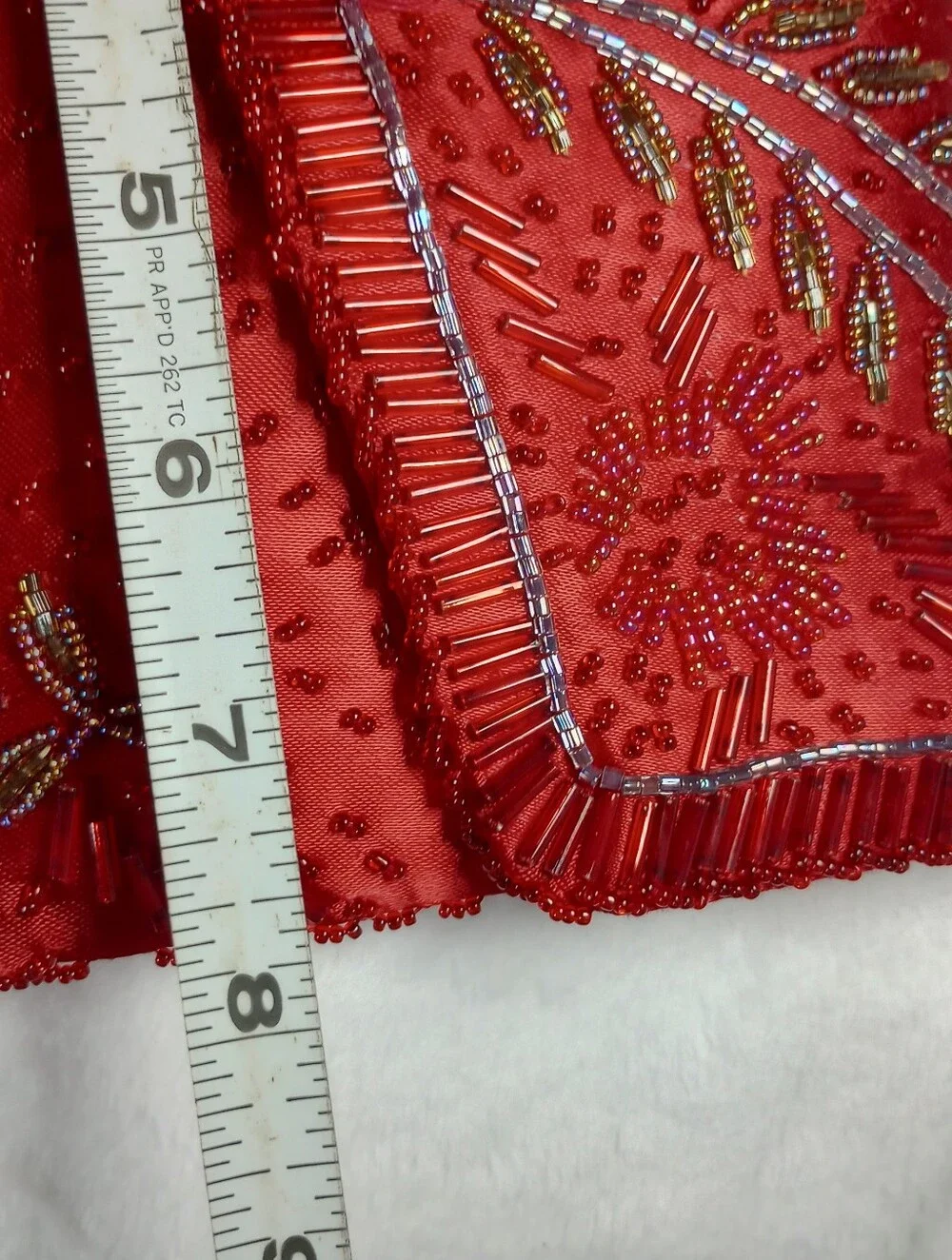 Crimson  Satin Embroidered Beaded Shoulder Evening Clutch Romantic Dramatic Bag